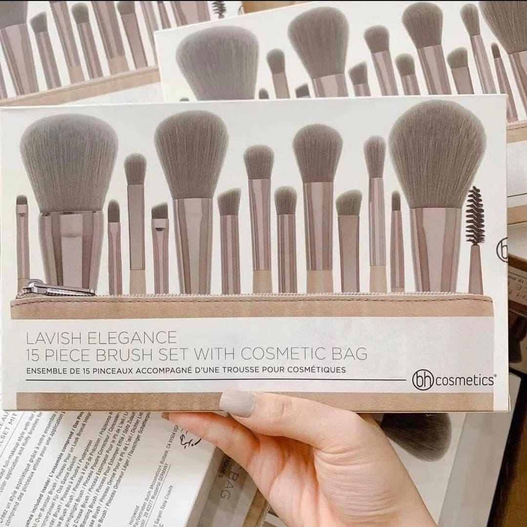 B.H. Cosmetics 15-Piece Makeup Brush Set with Pouch
