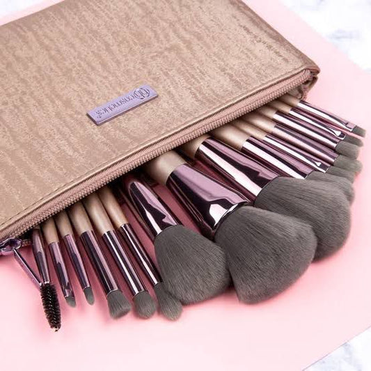 B.H. Cosmetics 15-Piece Makeup Brush Set with Pouch