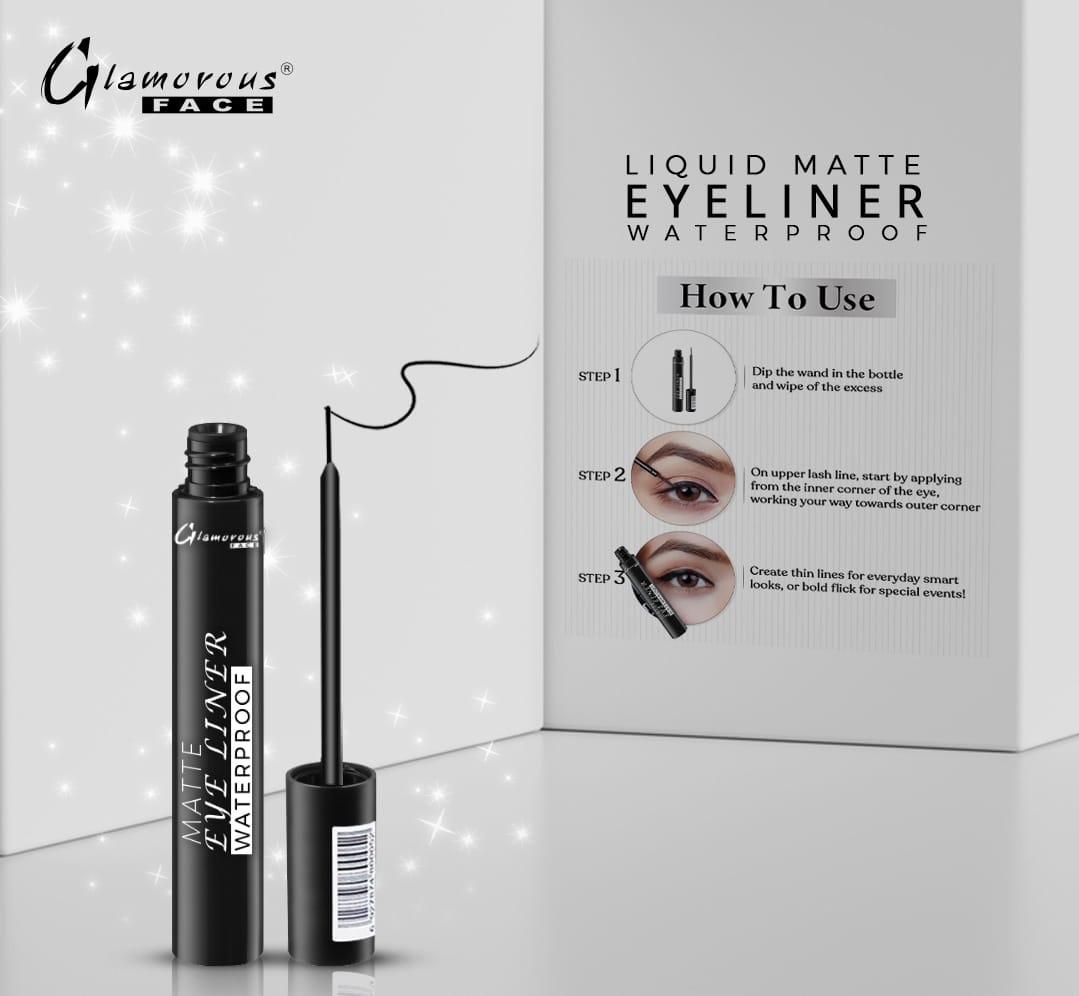 Glamorous Face Matte Eyeliner – Waterproof & Intense Black
