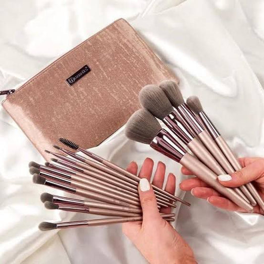 B.H. Cosmetics 15-Piece Makeup Brush Set with Pouch