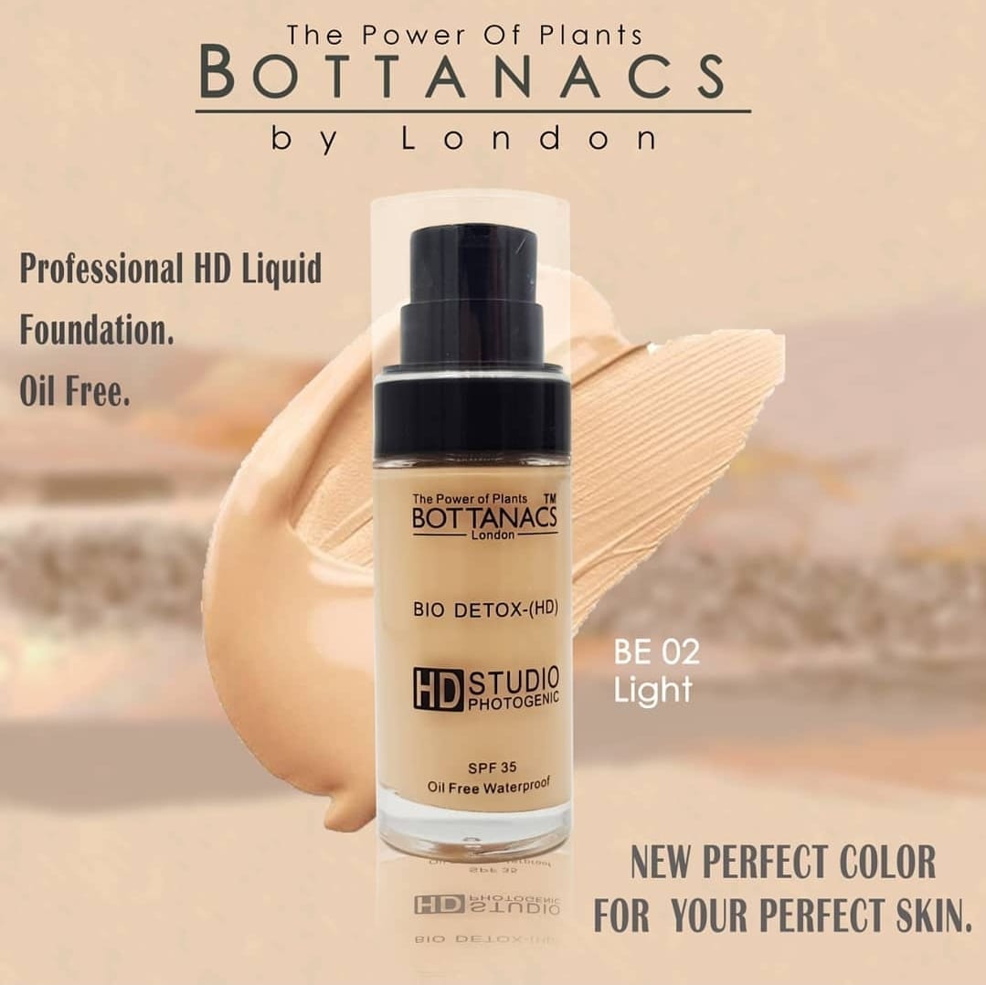 Bottanacs HD Foundation with SPF 35 – Oil-Free & Waterproof