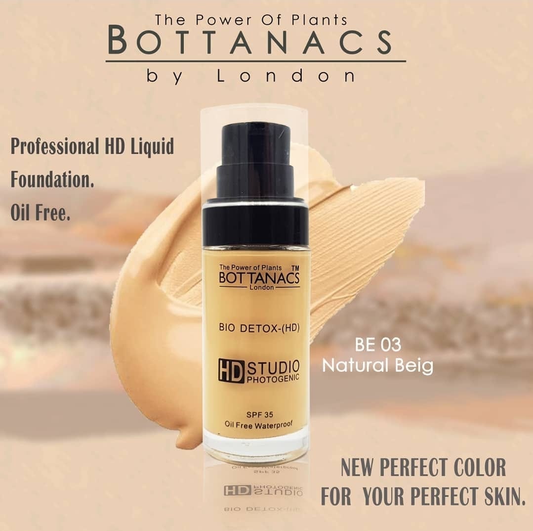 Bottanacs HD Foundation with SPF 35 – Oil-Free & Waterproof