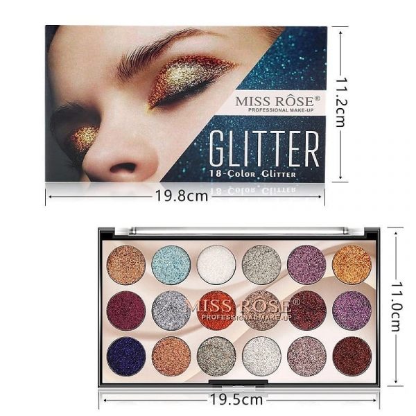 Miss Rose 18-Color Sequin Glitter Eyeshadow Palette